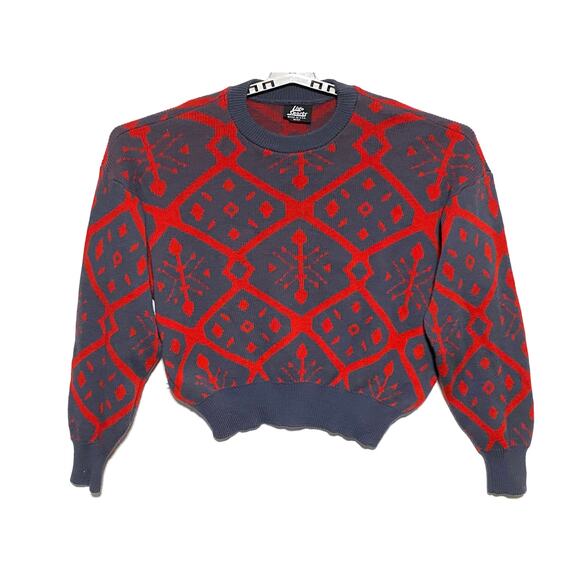 Lido Sports Other - Vintage Lido Sports Wool Sweater XL Geometric Retro USA Runs Short 23" Length